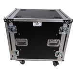 12U Space Shockproof Amp Rack ATA Flight Case 24 in. Depth with Caster Wheels