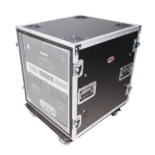 10U Space Shockproof Amp Rack ATA Flight Case 24 In Depth W-Casters