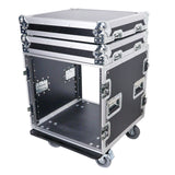 12U Vertical Amp Rack Mount Flight Case with Caster Wheels
