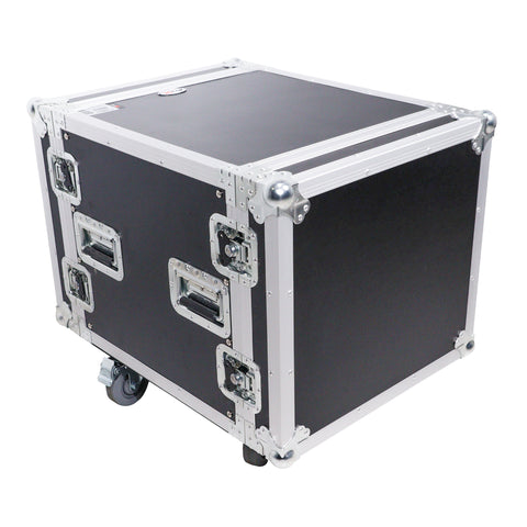 12U Vertical Amp Rack Mount Flight Case with Caster Wheels