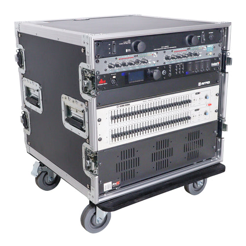 12U Vertical Amp Rack Mount Flight Case with Caster Wheels