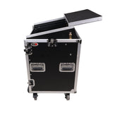 14U Vertical Rack Mount Flight Case with 10U Top for Mixer Combo Amp Rack with Laptop Shelf and Caster Wheels