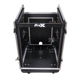 14U Vertical Rack Mount Flight Case with 10U Top for Mixer Combo Amp Rack with Caster Wheels