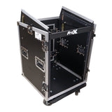 14U Vertical Rack Mount Flight Case with 10U Top for Mixer Combo Amp Rack with Caster Wheels