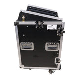 14U Vertical Rack Mount Flight Case with 10U Top for Mixer Combo Amp Rack with Caster Wheels
