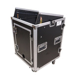 14U Vertical Rack Mount Flight Case with 10U Top for Mixer Combo Amp Rack with Caster Wheels
