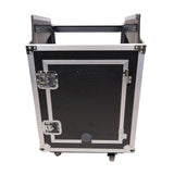 14U Vertical Rack Mount Flight Case with 10U Top for Mixer Combo Amp Rack with Caster Wheels