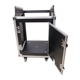 14U Vertical Rack Mount Flight Case with 10U Top for Mixer Combo Amp Rack with Caster Wheels
