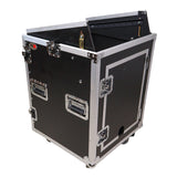 14U Vertical Rack Mount Flight Case with 10U Top for Mixer Combo Amp Rack with Caster Wheels