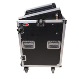 14U Vertical Rack Mount Flight Case with 10U Top for Mixer Combo Amp Rack with Caster Wheels