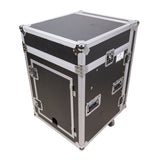 14U Vertical Rack Mount Flight Case with 10U Top for Mixer Combo Amp Rack with Caster Wheels