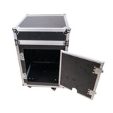 14U Vertical Rack Mount Flight Case with 10U Top for Mixer Combo Amp Rack with Caster Wheels
