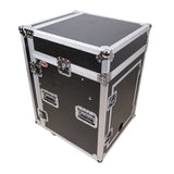 14U Vertical Rack Mount Flight Case with 10U Top for Mixer Combo Amp Rack with Caster Wheels