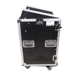 16U Vertical Rack Mount Flight Case with 10U Top for Mixer Combo Amp Rack with Laptop Shelf and Caster Wheels