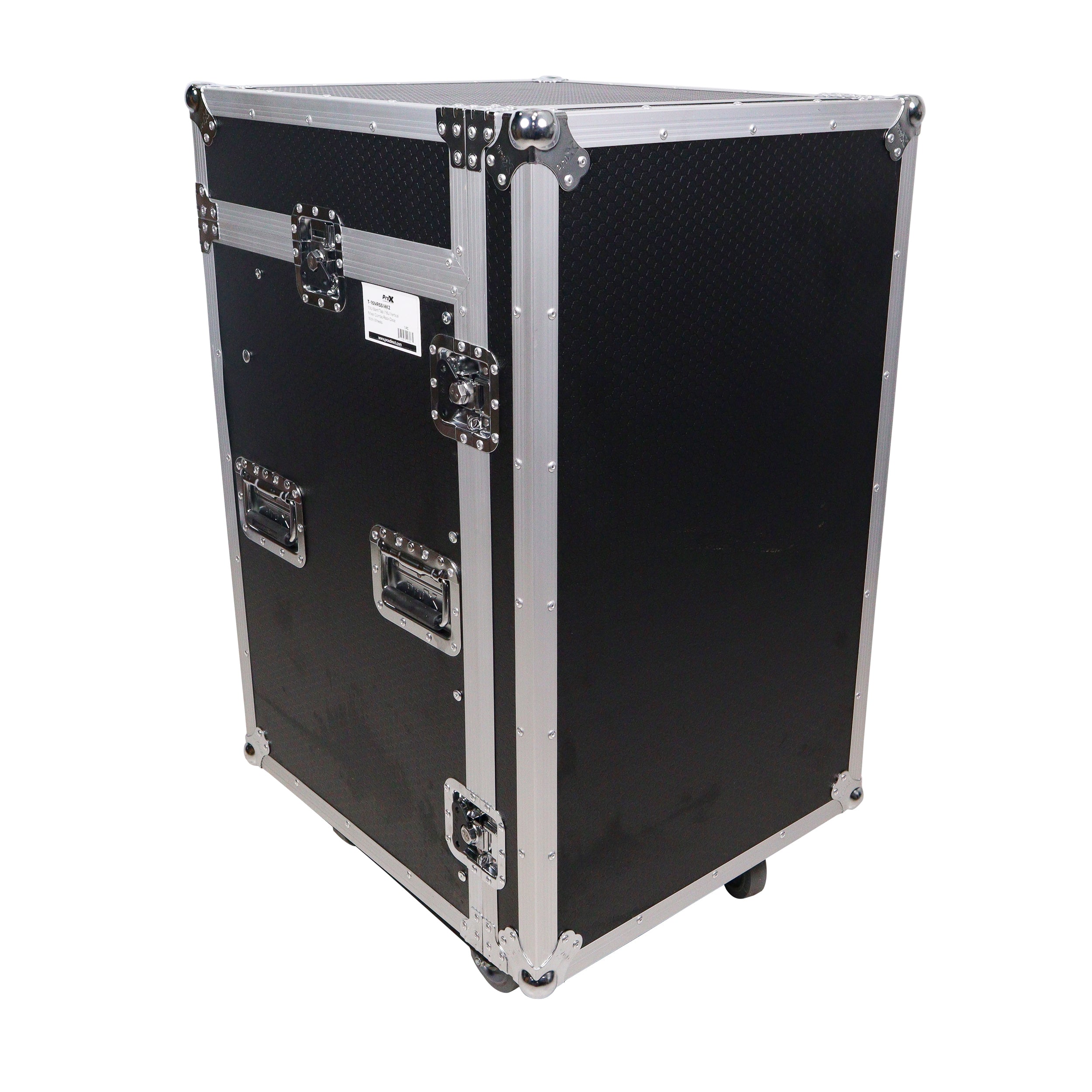16U Vertical Rack Mount Flight Case with 10U Top for Mixer Combo Amp Rack with Laptop Shelf and Caster Wheels