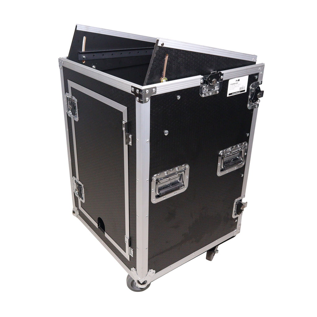 16U Vertical Rack Mount Flight Case with 10U Top for Mixer Combo Amp Rack with Caster Wheels