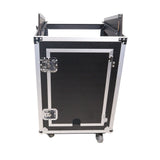 16U Vertical Rack Mount Flight Case with 10U Top for Mixer Combo Amp Rack with Caster Wheels