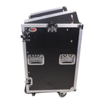 16U Vertical Rack Mount Flight Case with 10U Top for Mixer Combo Amp Rack with Caster Wheels