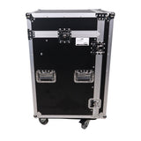 16U Vertical Rack Mount Flight Case with 10U Top for Mixer Combo Amp Rack with Caster Wheels