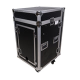 16U Vertical Rack Mount Flight Case with 10U Top for Mixer Combo Amp Rack with Caster Wheels