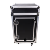 16U Vertical Rack Mount Flight Case with 10U Top for Mixer Combo Amp Rack with Caster Wheels