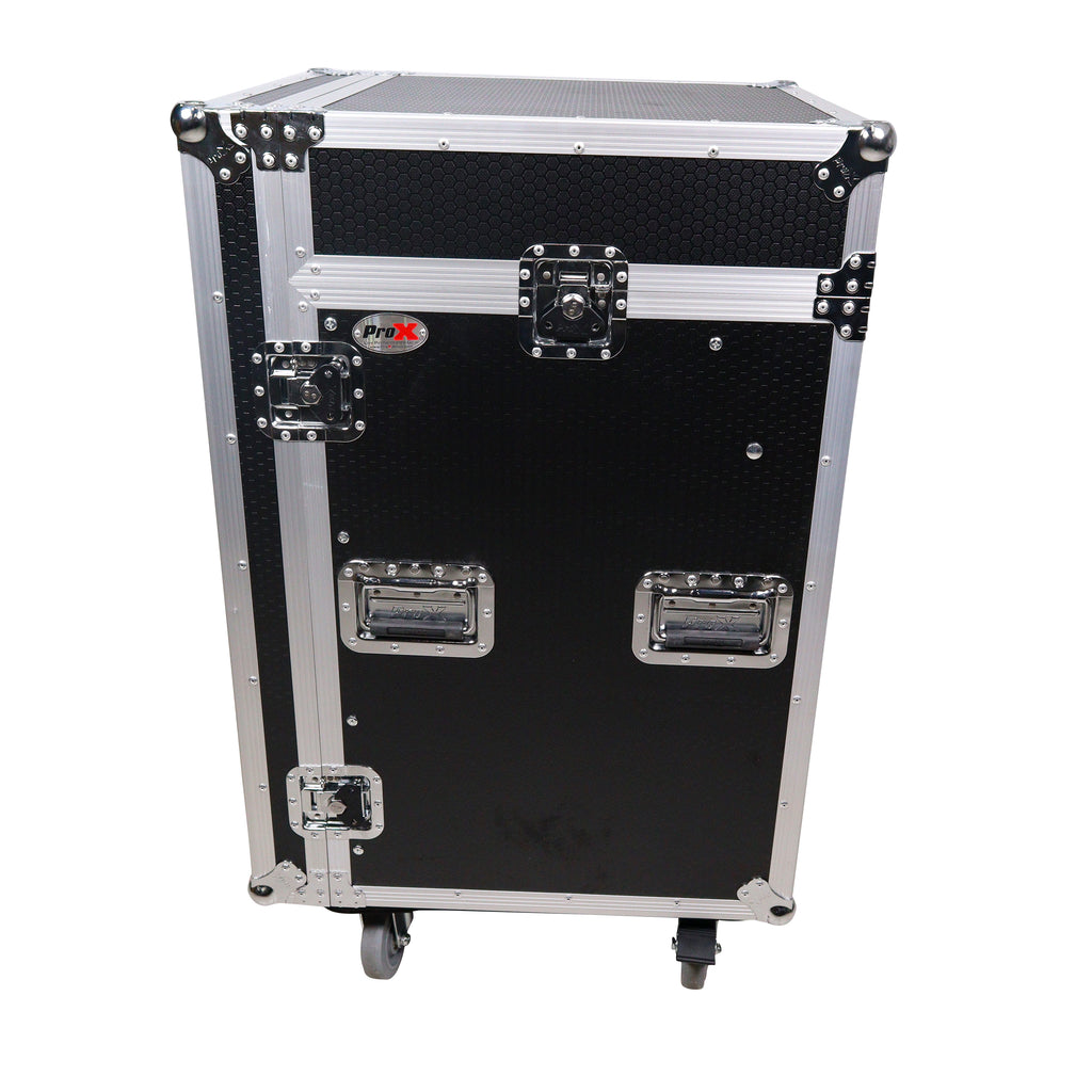 16U Vertical Rack Mount Flight Case with 10U Top for Mixer Combo Amp Rack with Caster Wheels