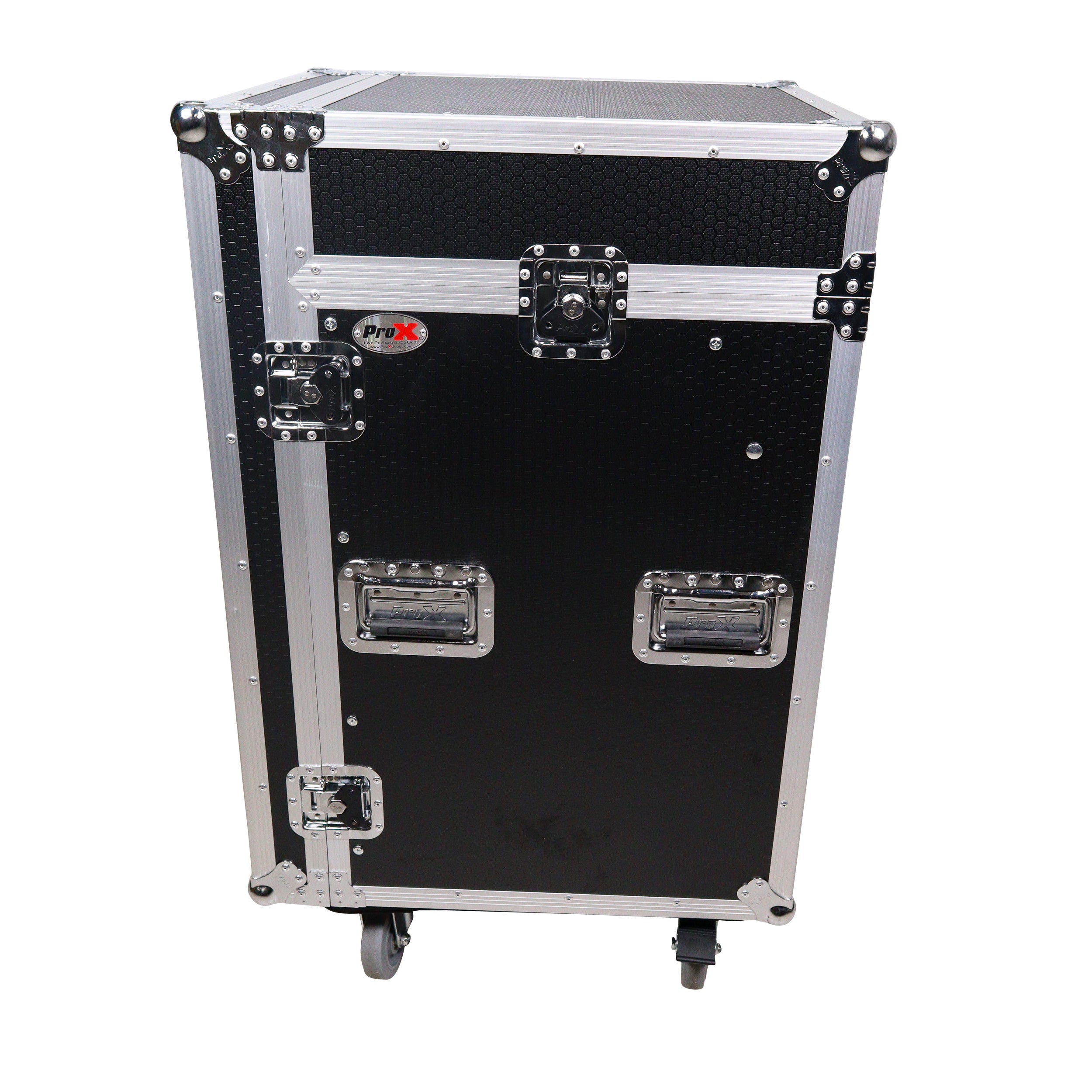 16U Vertical Rack Mount Flight Case with 10U Top for Mixer Combo Amp Rack with Caster Wheels