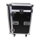 16U Vertical Rack Mount Flight Case with 10U Top for Mixer Combo Amp Rack with Caster Wheels