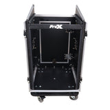 16U Vertical Rack Mount Flight Case with 10U Top for Mixer Combo Amp Rack with Caster Wheels