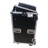 18U Vertical Rack Mount Flight Case with 10U Top for Mixer Combo Amp Rack with Laptop Shelf and Caster Wheels