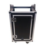 18U Vertical Rack Mount Flight Case with 10U Top for Mixer Combo Amp Rack with Laptop Shelf and Caster Wheels