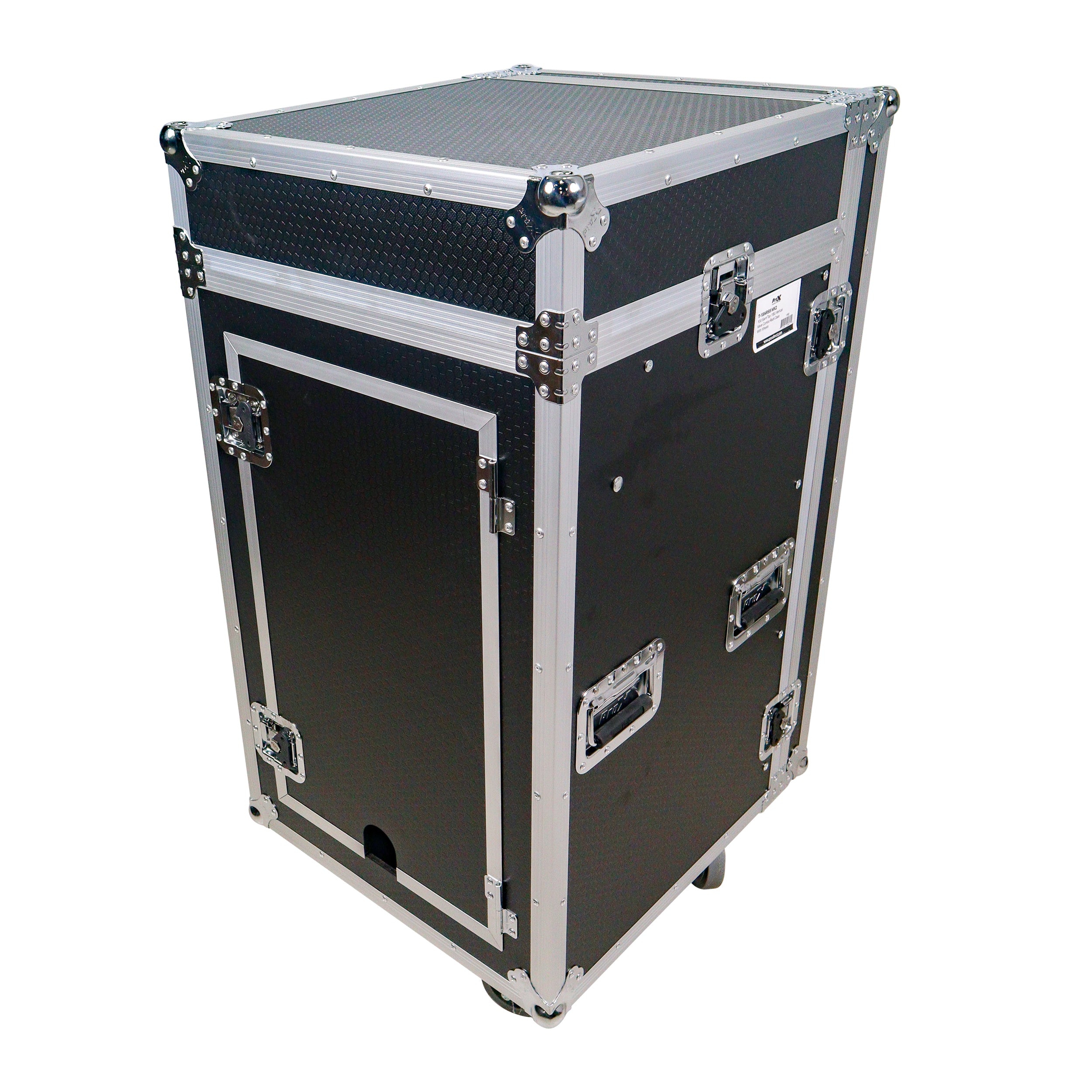 18U Vertical Rack Mount Flight Case with 10U Top for Mixer Combo Amp Rack with Laptop Shelf and Caster Wheels