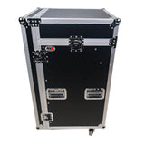 18U Vertical Rack Mount Flight Case with 10U Top for Mixer Combo Amp Rack with Laptop Shelf and Caster Wheels