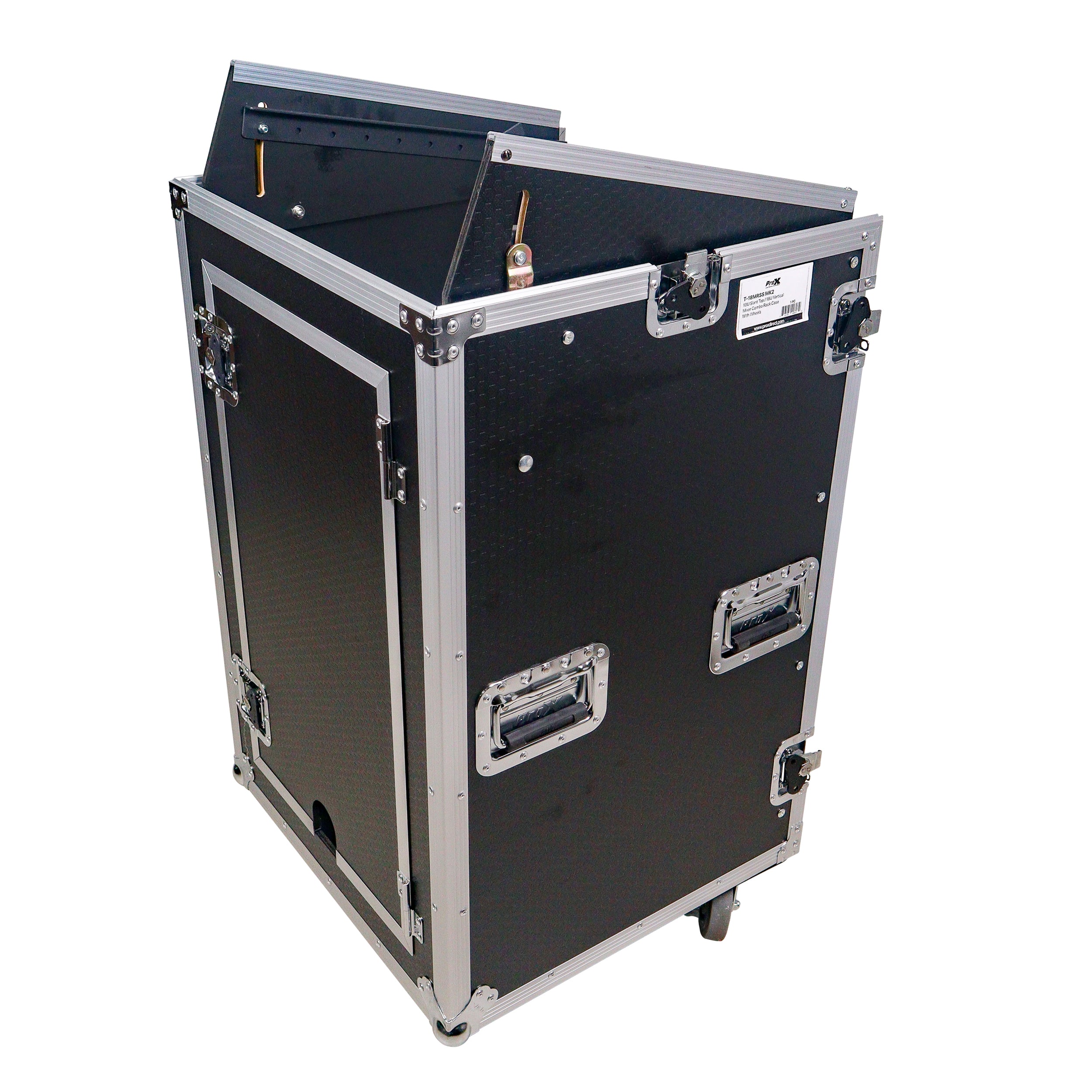 18U Vertical Rack Mount Flight Case with 10U Top for Mixer Combo Amp Rack with Caster Wheels