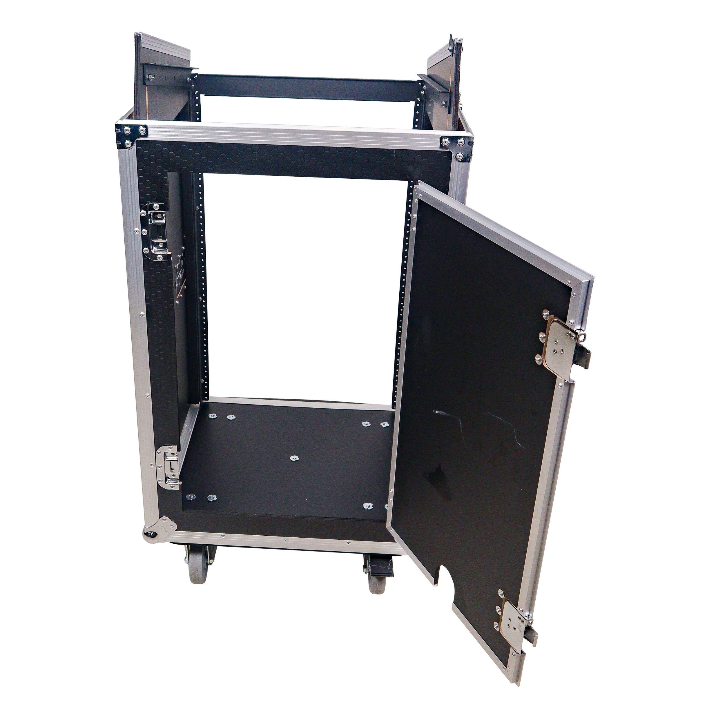 18U Vertical Rack Mount Flight Case with 10U Top for Mixer Combo Amp Rack with Caster Wheels