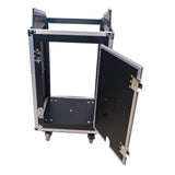 18U Vertical Rack Mount Flight Case with 10U Top for Mixer Combo Amp Rack with Caster Wheels
