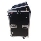 18U Vertical Rack Mount Flight Case with 10U Top for Mixer Combo Amp Rack with Caster Wheels