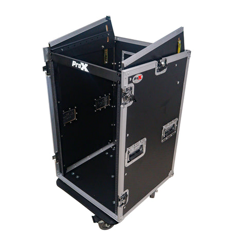 18U Vertical Rack Mount Flight Case with 10U Top for Mixer Combo Amp Rack with Caster Wheels