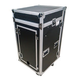 18U Vertical Rack Mount Flight Case with 10U Top for Mixer Combo Amp Rack with Caster Wheels