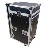18U Vertical Rack Mount Flight Case with 10U Top for Mixer Combo Amp Rack with Caster Wheels