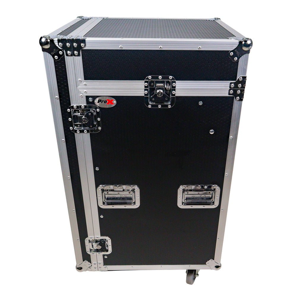 18U Vertical Rack Mount Flight Case with 10U Top for Mixer Combo Amp Rack with Caster Wheels