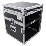 6U Vertical Rack Mount Flight Case with 10U Top for Mixer Combo Amp Rack