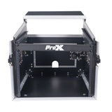 8U Vertical Rack Mount Flight Case with 10U Top for Mixer Combo Amp Rack with Laptop Shelf