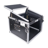 8U Vertical Rack Mount Flight Case with 10U Top for Mixer Combo Amp Rack with Laptop Shelf