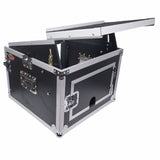 8U Vertical Rack Mount Flight Case with 10U Top for Mixer Combo Amp Rack with Laptop Shelf
