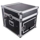 8U Vertical Rack Mount Flight Case with 10U Top for Mixer Combo Amp Rack with Laptop Shelf