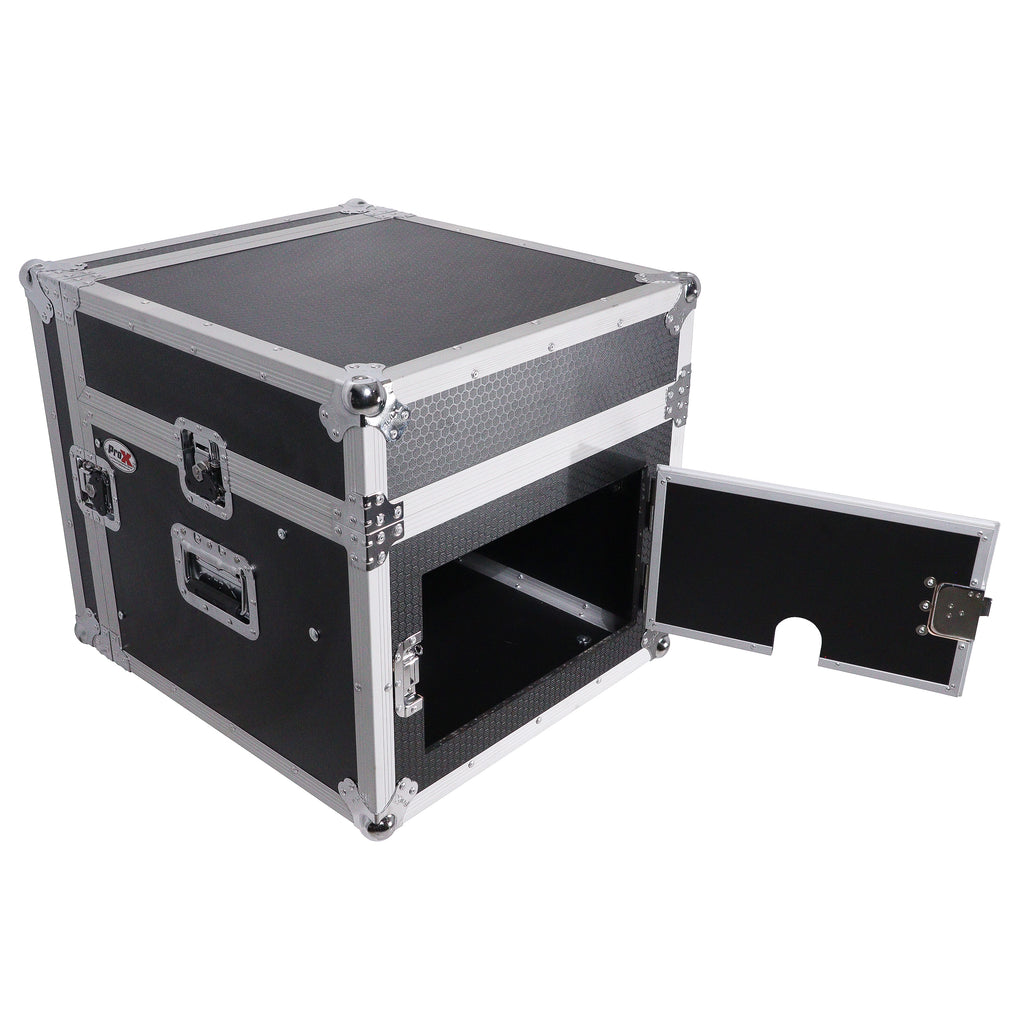 8U Vertical Rack Mount Flight Case with 10U Top for Mixer Combo Amp Rack