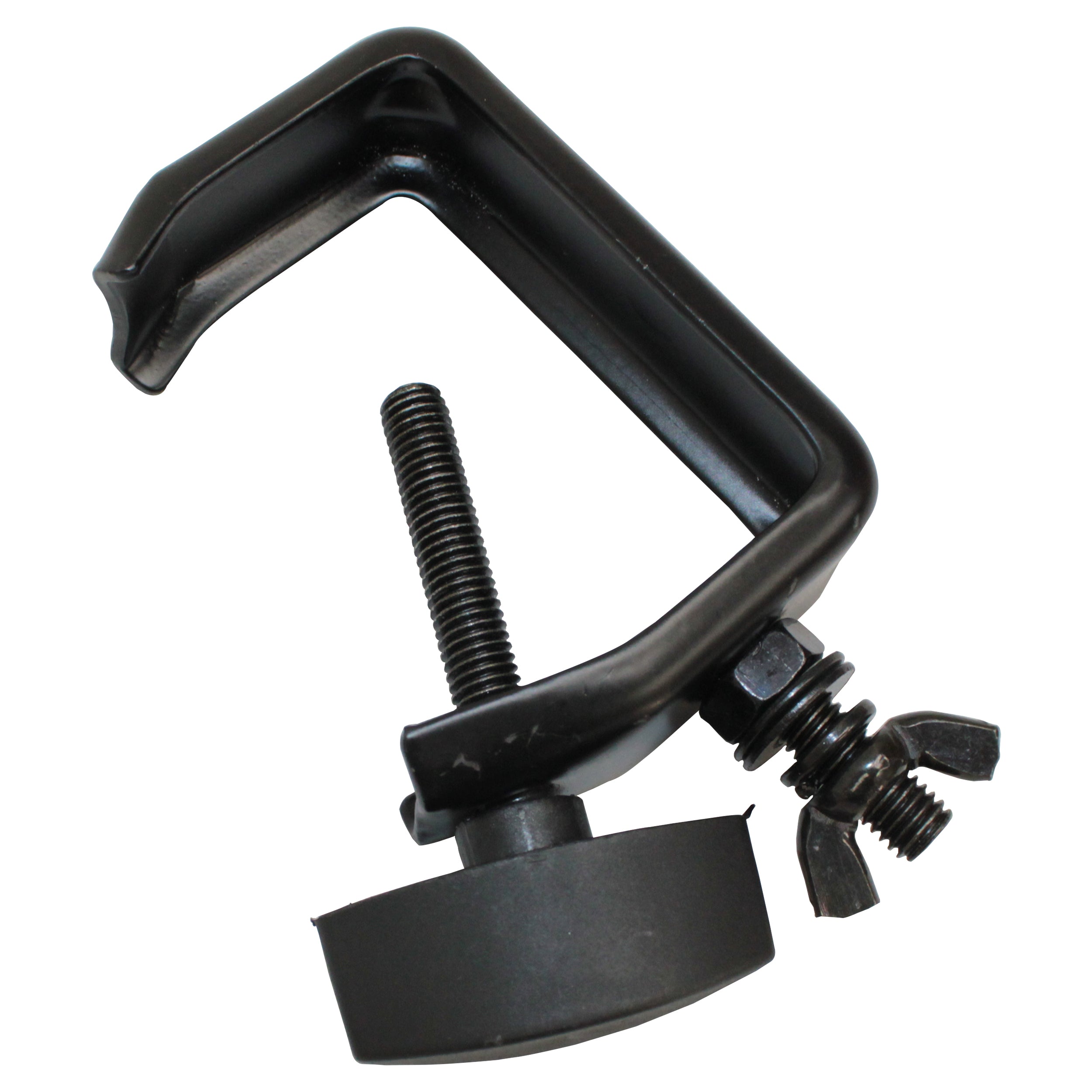 Light Duty Aluminum C Style M10 Clamp with Flat Thumbscrew for 2" Truss Tube Capacity 45 lbs Black Finish