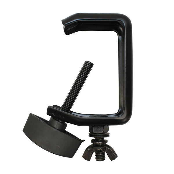 Light Duty Aluminum C Style M10 Clamp with Flat Thumbscrew for 2" Truss Tube Capacity 45 lbs Black Finish