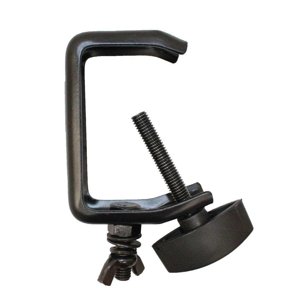 Light Duty Aluminum C Style M10 Clamp with Flat Thumbscrew for 2" Truss Tube Capacity 45 lbs Black Finish